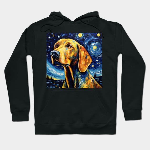 Redbone Dog Portrait in Van Gogh Style Hoodie by NatashaCuteShop